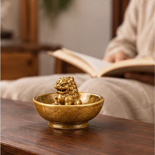 Gold Bowl Lion Incense Holder-SeeBead--See the Unseen, Perceive the Peaceful