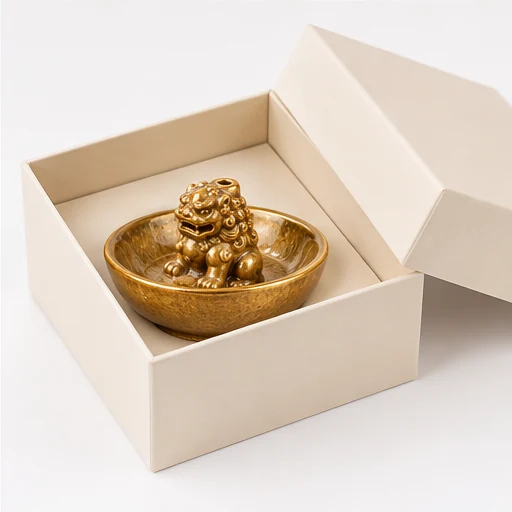 Gold Bowl Lion Incense Holder-SeeBead--See the Unseen, Perceive the Peaceful