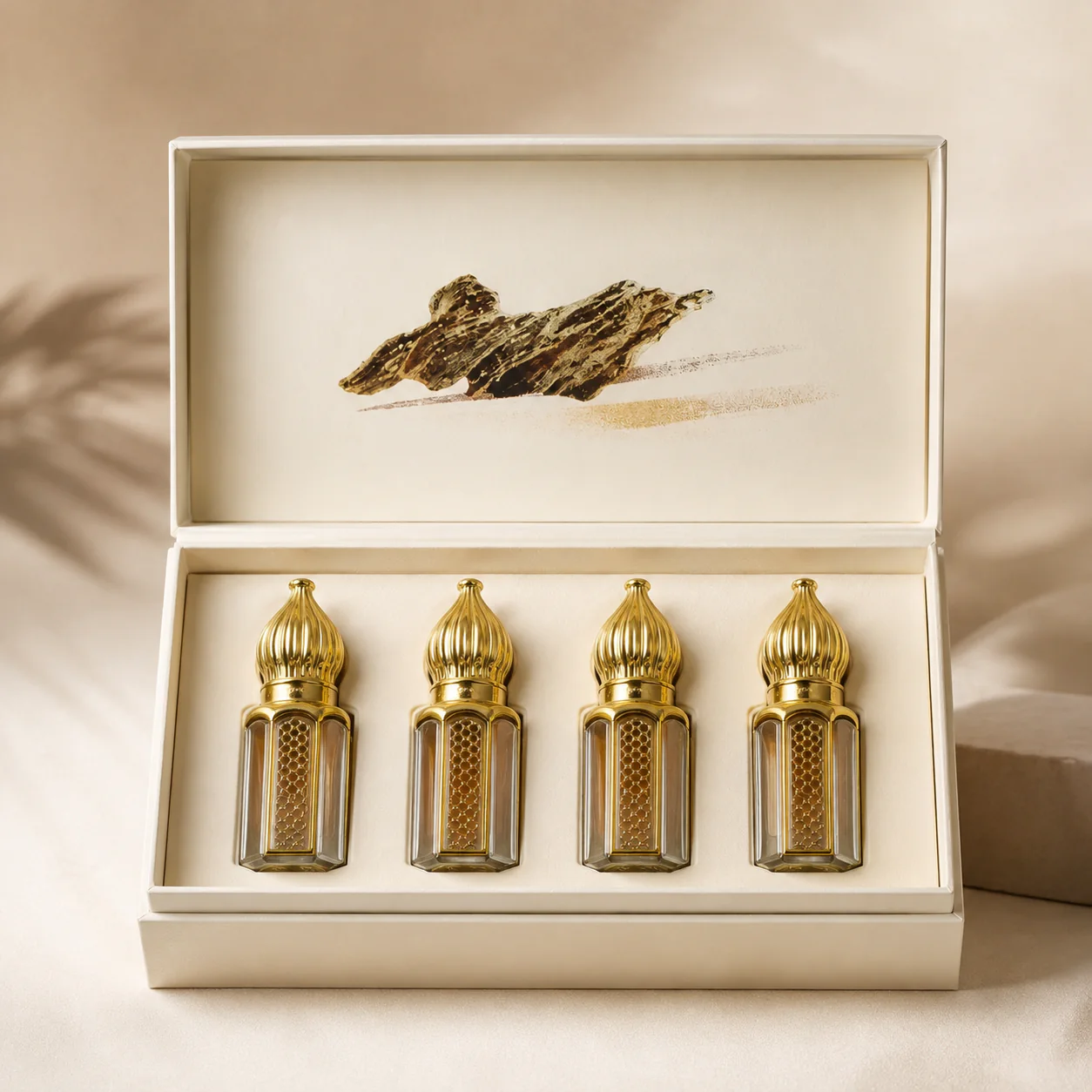 Agarwood fragrance oil set of four gift presentation