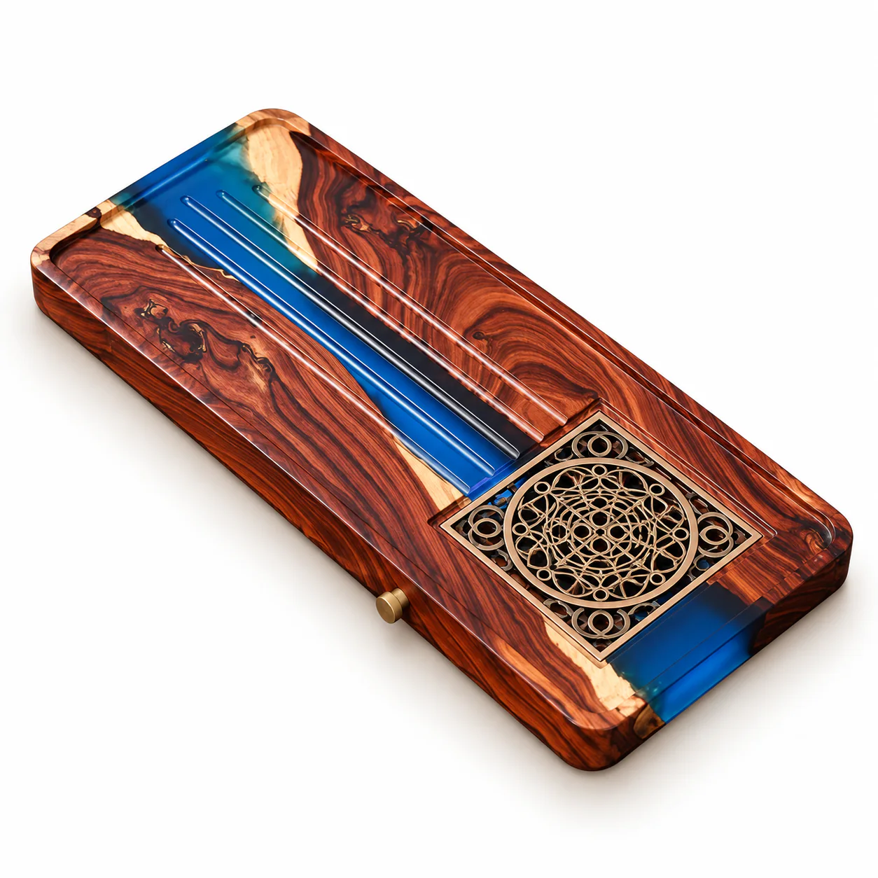 Rosewood and Resin Tea Tray on a clean warm-white background