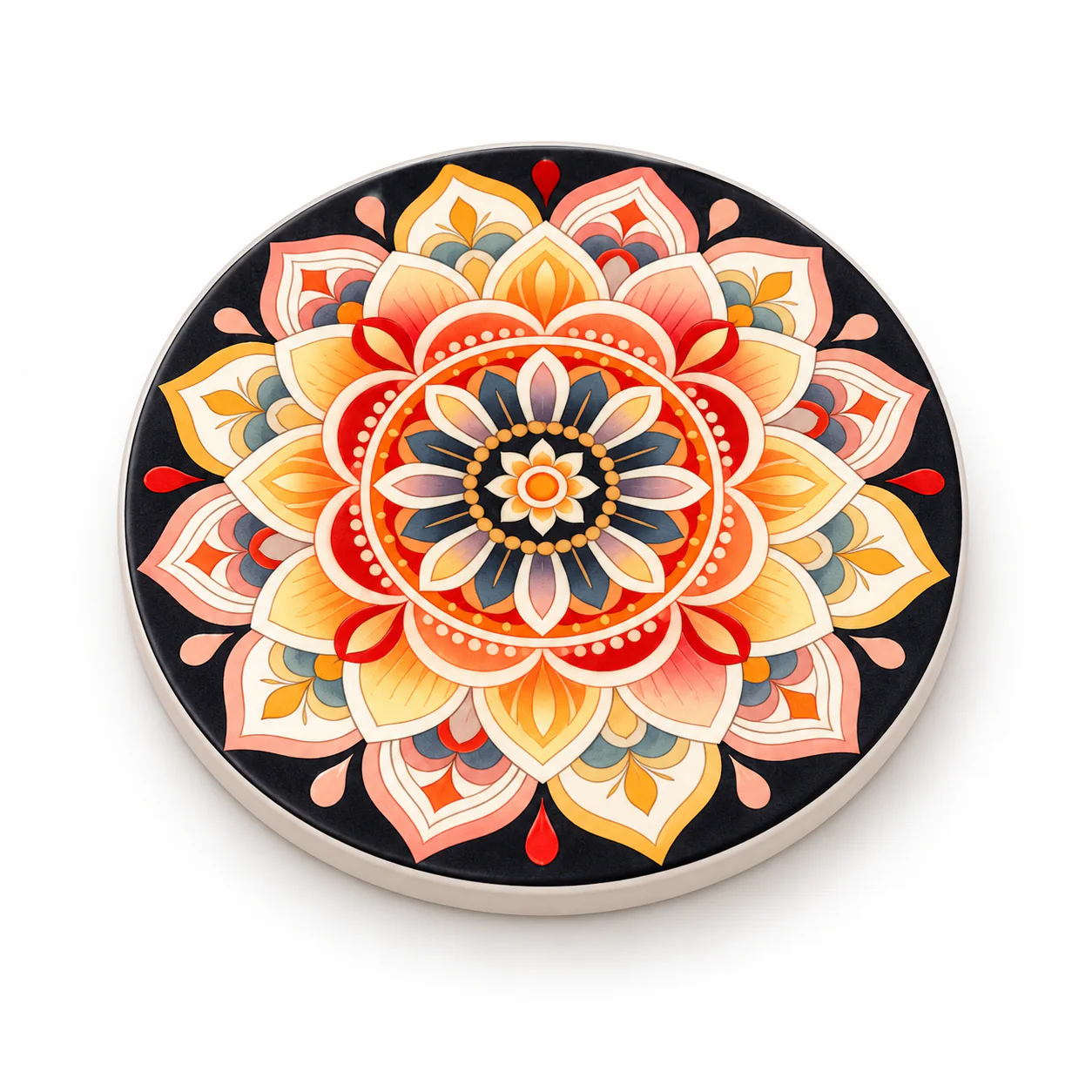 Bohemian Ceramic Tea Coaster on a clean warm-white background