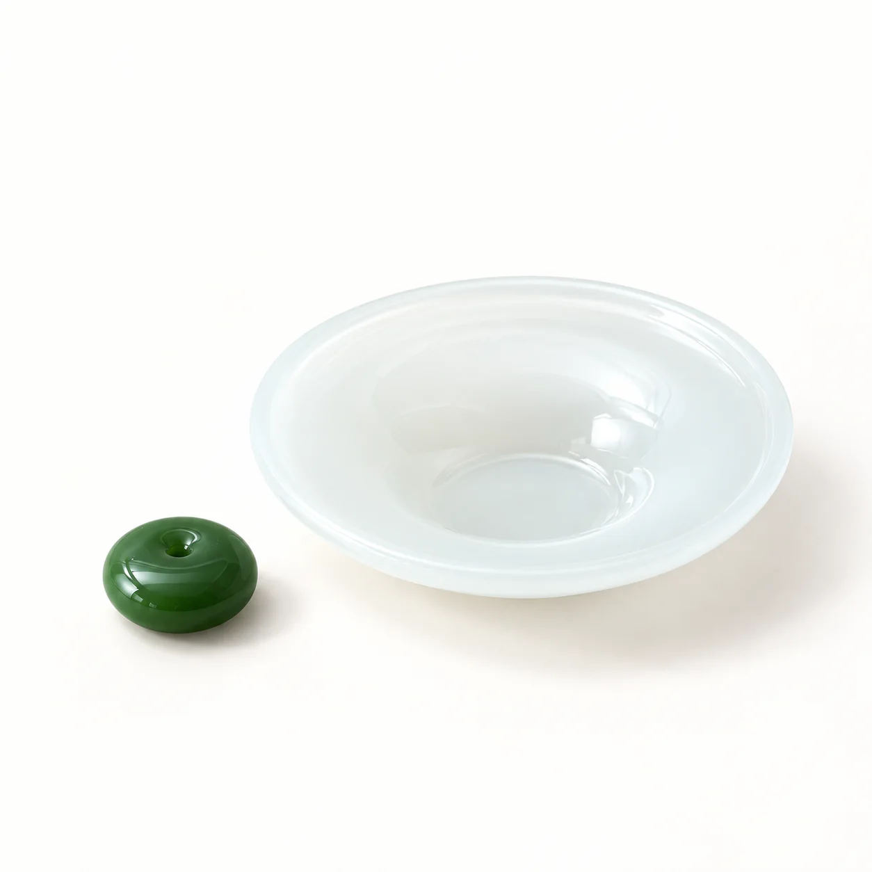 Ice-Jade Glass Incense Holder set on a clean warm-white background