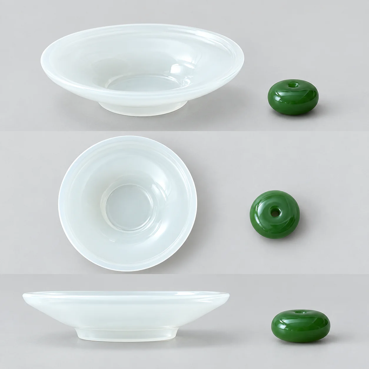 Ice-Jade Glass Incense Holder showing the dish profile and green incense opening