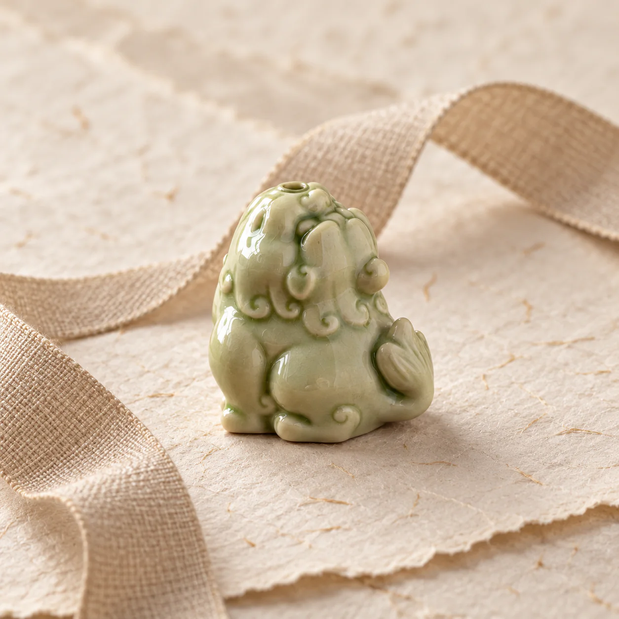 Celadon Guardian Beast Incense Holder presented for thoughtful gifting