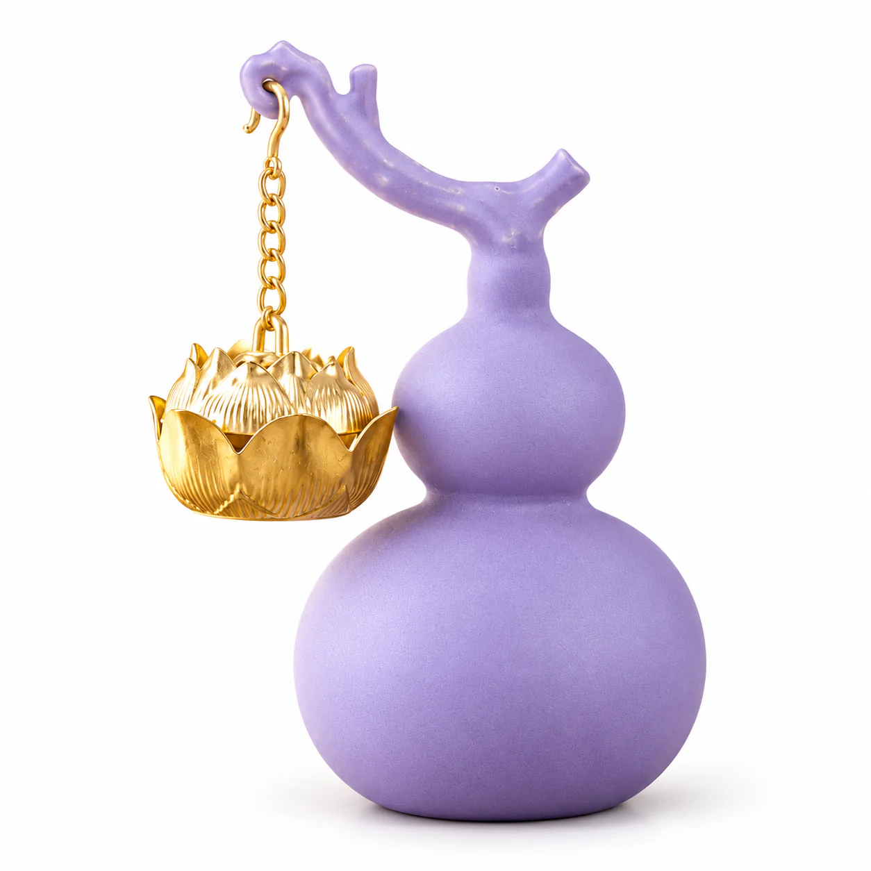 Purple Gourd Hanging Incense Burner on a clean warm-white background