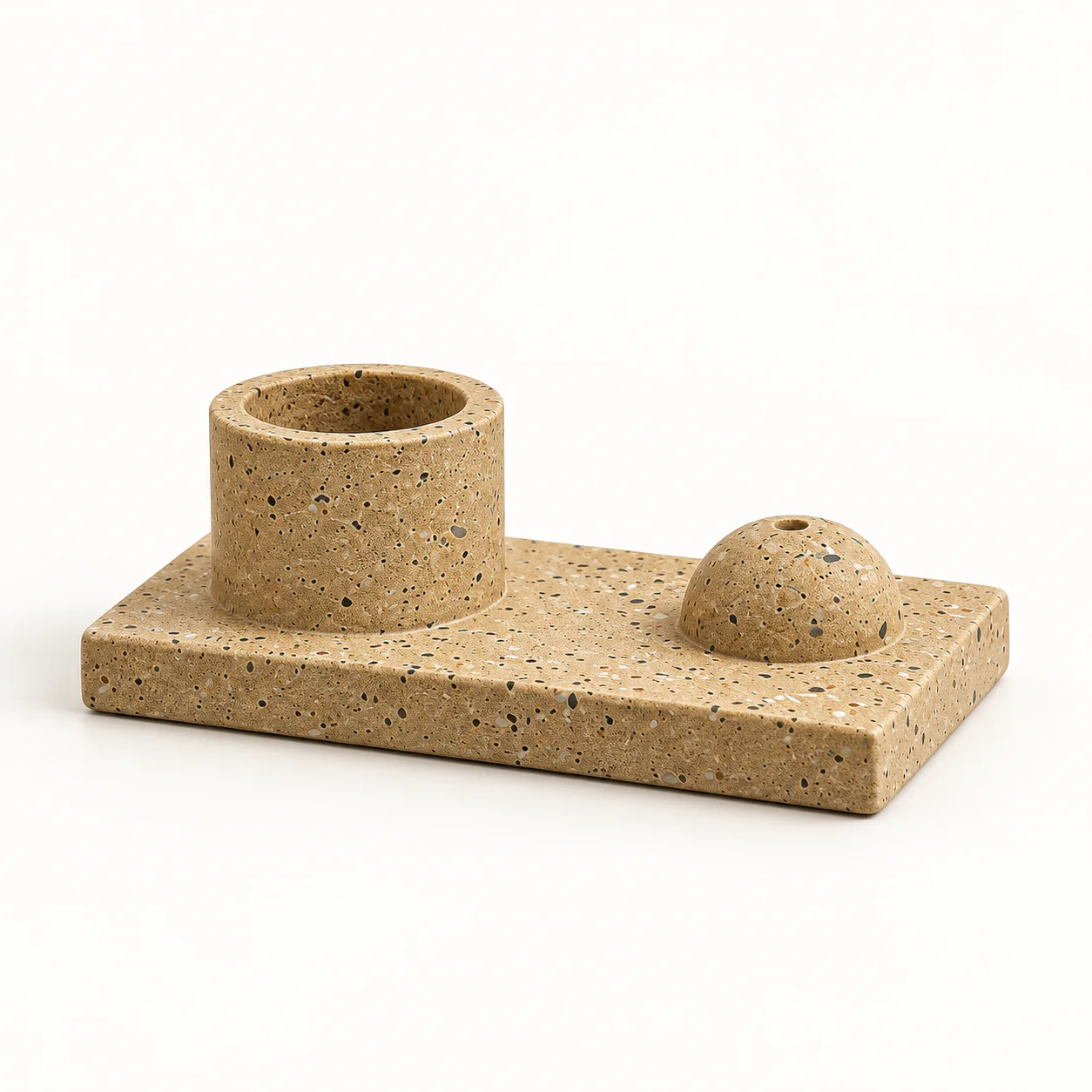 Wabi-Sabi Cement Multiuse Incense Holder on a clean warm-white background
