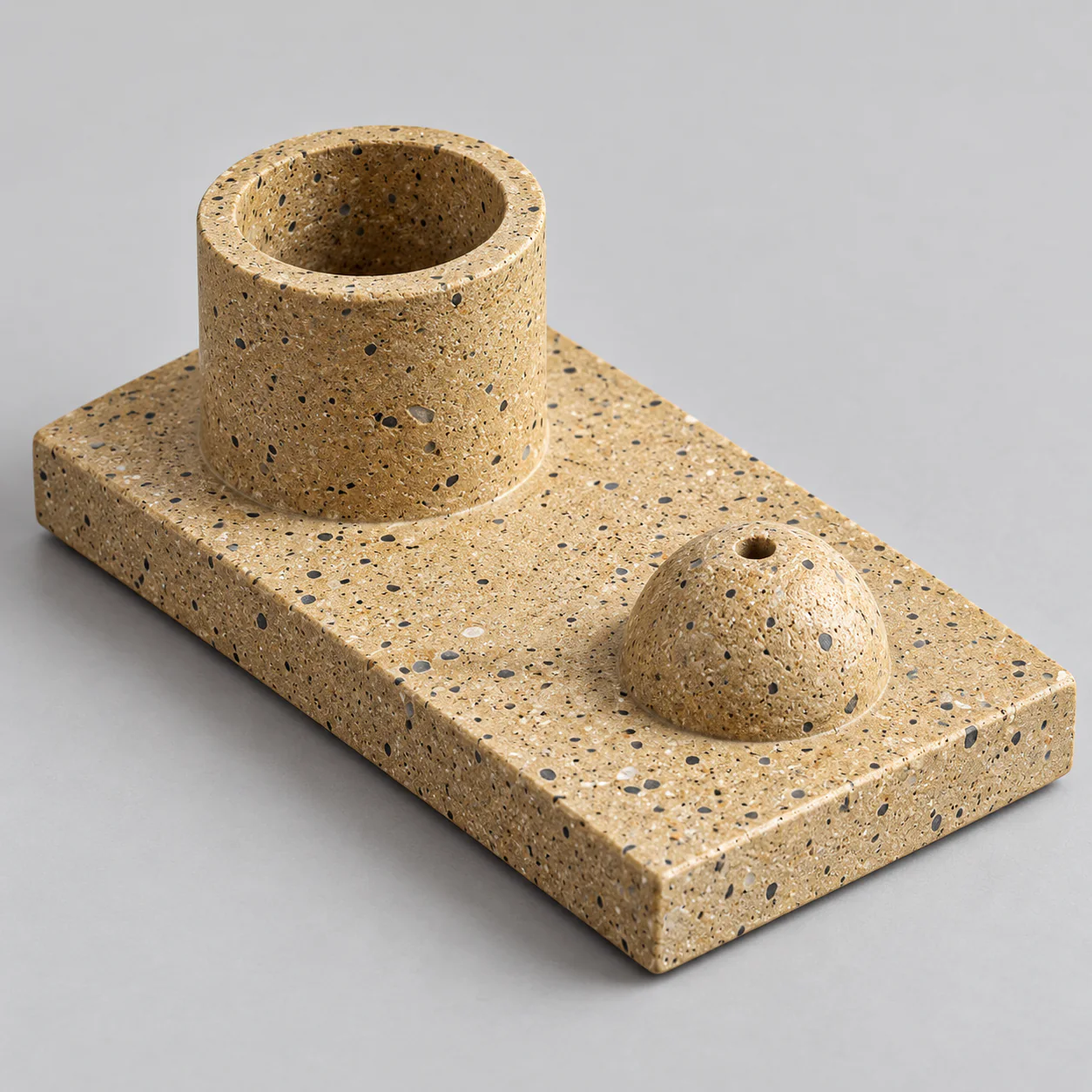 Wabi-Sabi Cement Multiuse Incense Holder showing its tray profile and construction