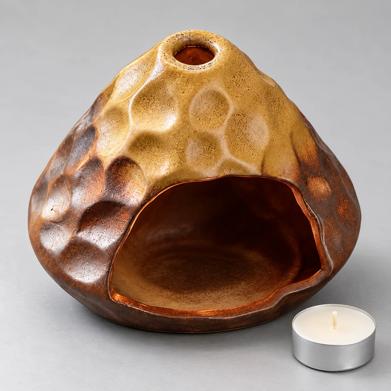 Ceramic Hearth Incense Burner showing chimney opening and chamber scale