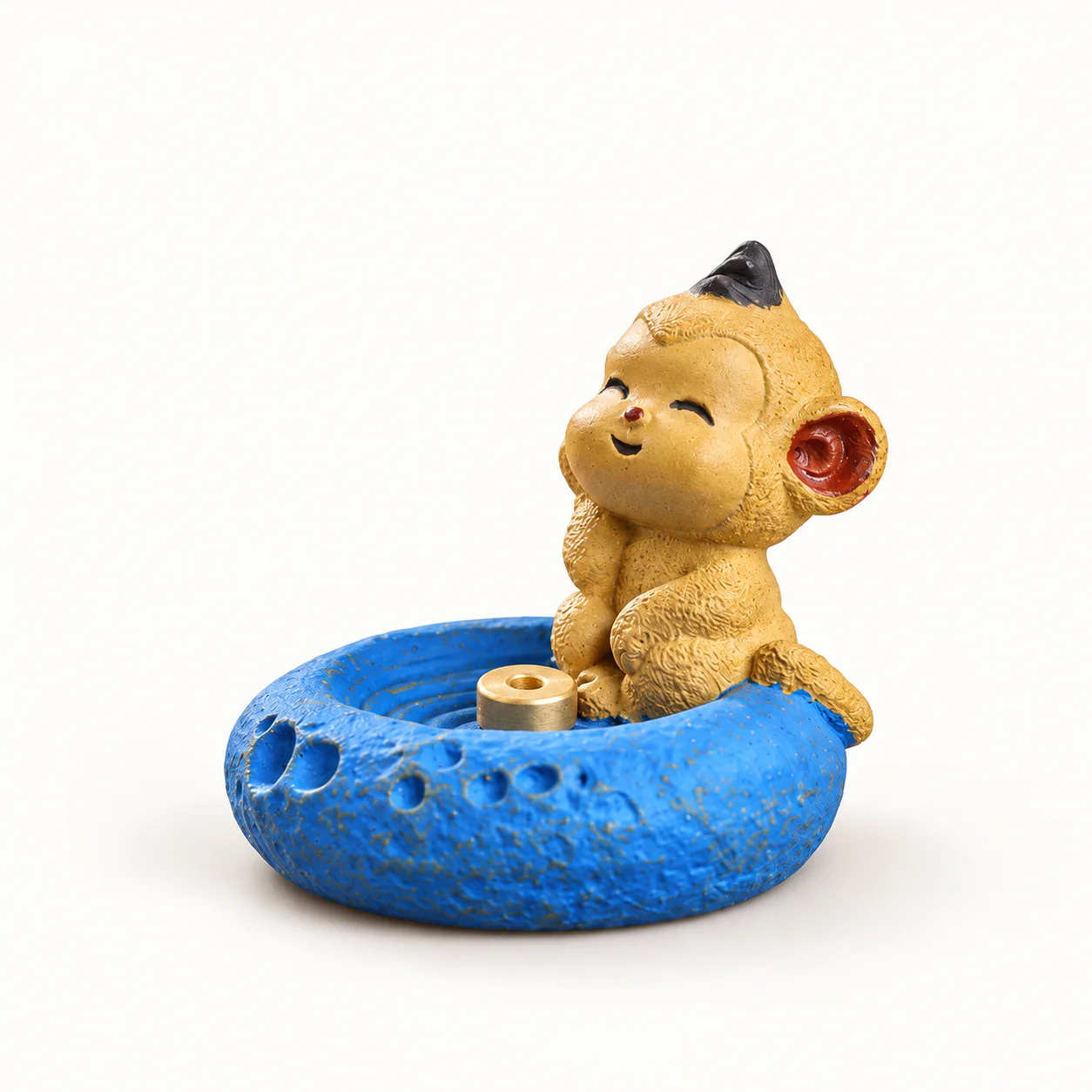 Zodiac Figurine Clay Incense Holder on a clean warm-white background