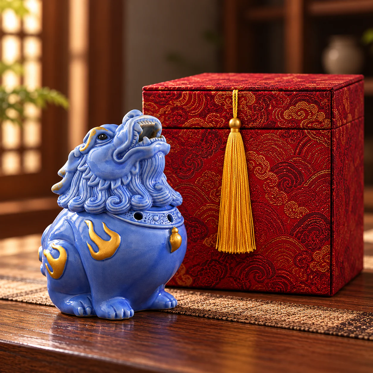 Celestial Guardian Ceramic Coil Incense Burner presented with an unbranded gift box