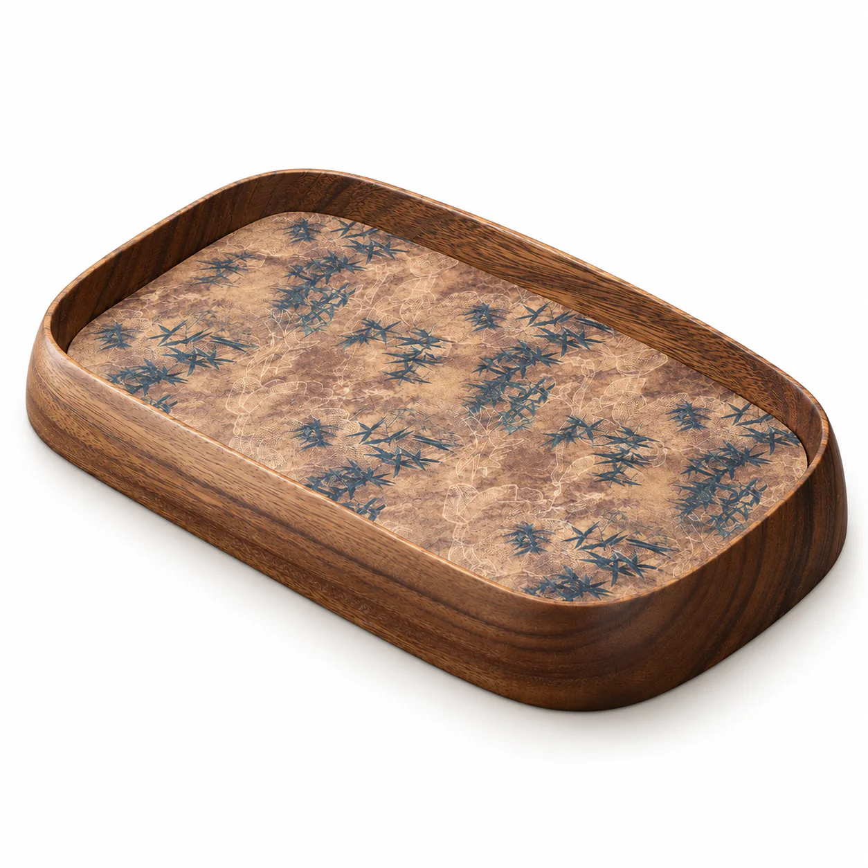 Walnut Wood Gongfu Tea Tray on a clean warm-white background