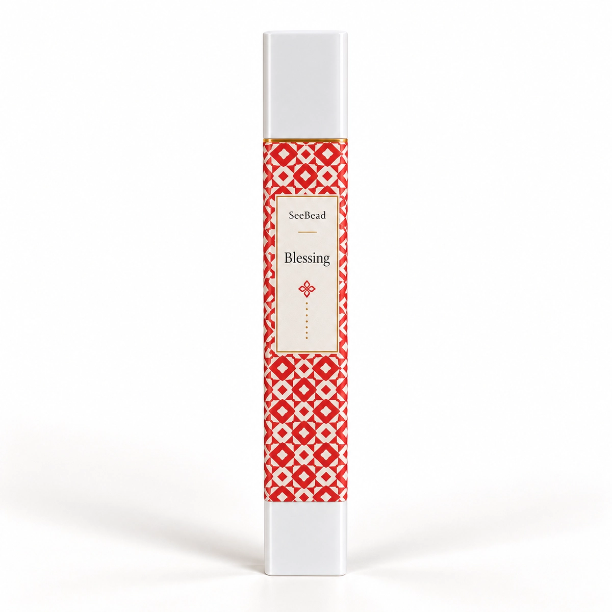 Blessing style SeeBead stick incense case in vermilion
