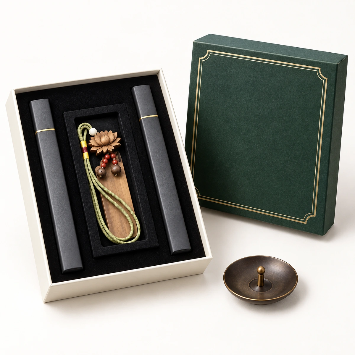 Quiet Tea Incense Ritual Gift Set on a clean white background