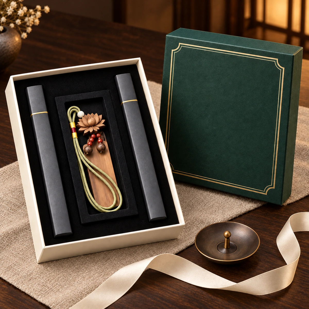 Quiet Tea Incense Ritual Gift Set in premium presentation packaging