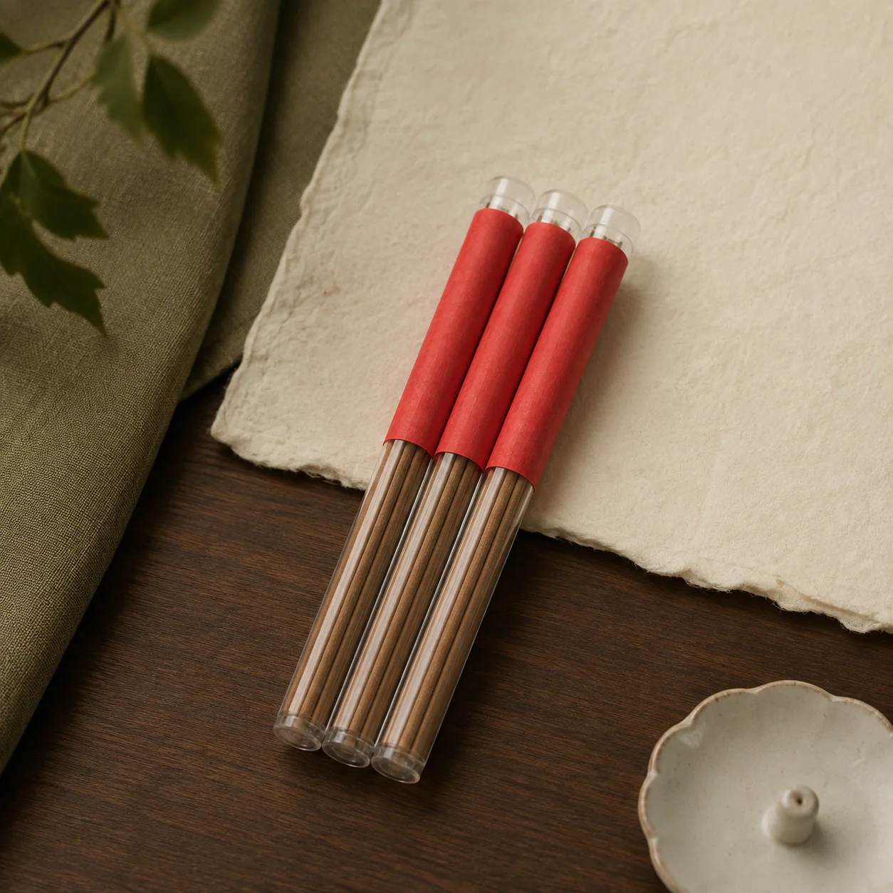Agarwood incense tube set in a refined setting