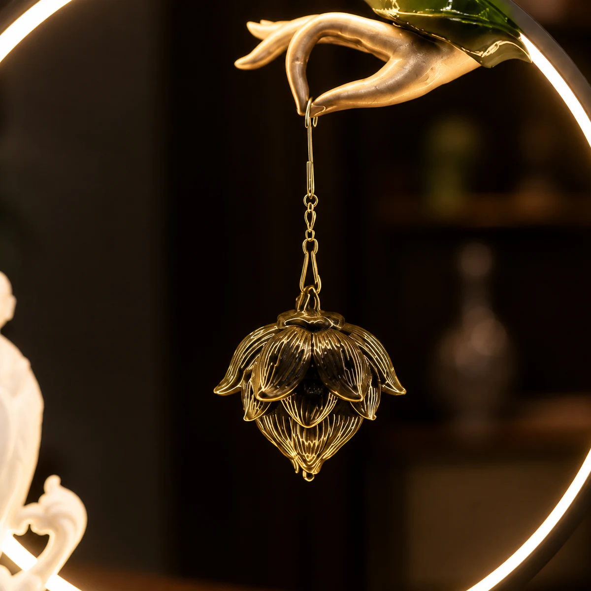 Moonlit Lotus LED Incense Burner - Lotus Detail