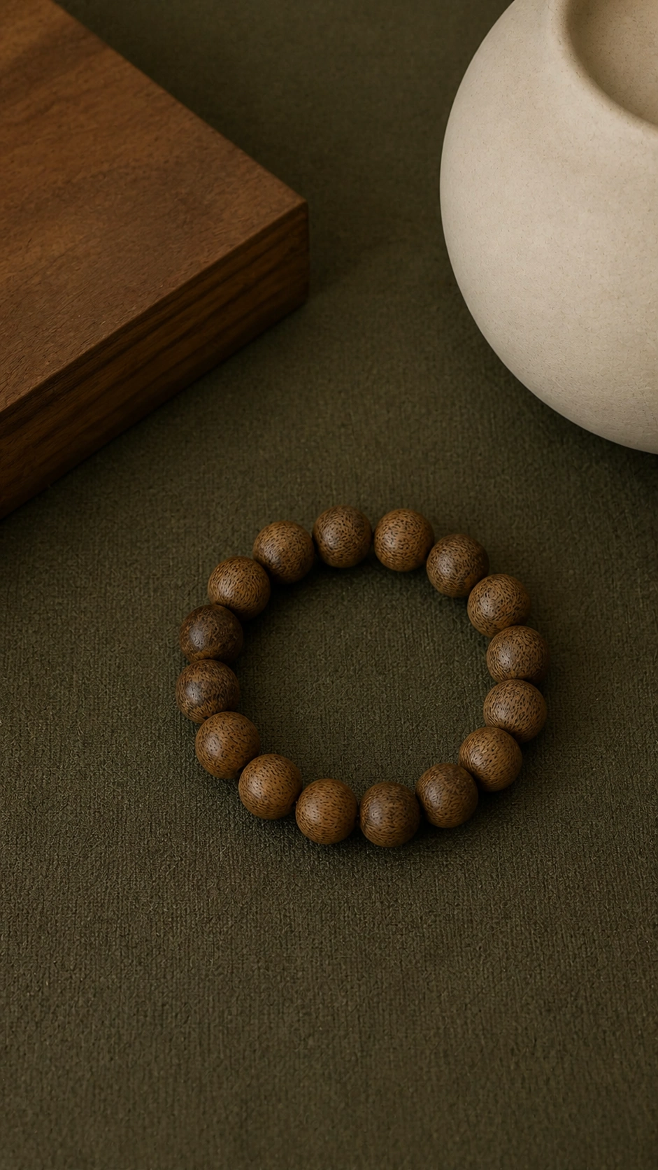 Green Agarwood Five-Element Necklace - Earth, 4mm - image 4