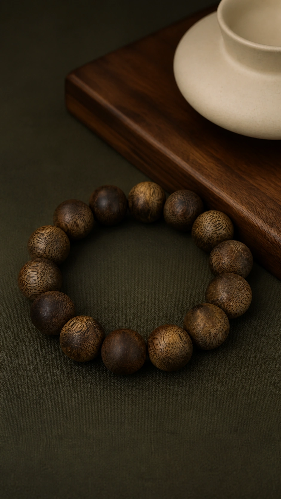 Green Agarwood Five-Element Necklace - Water, 4mm - image 3