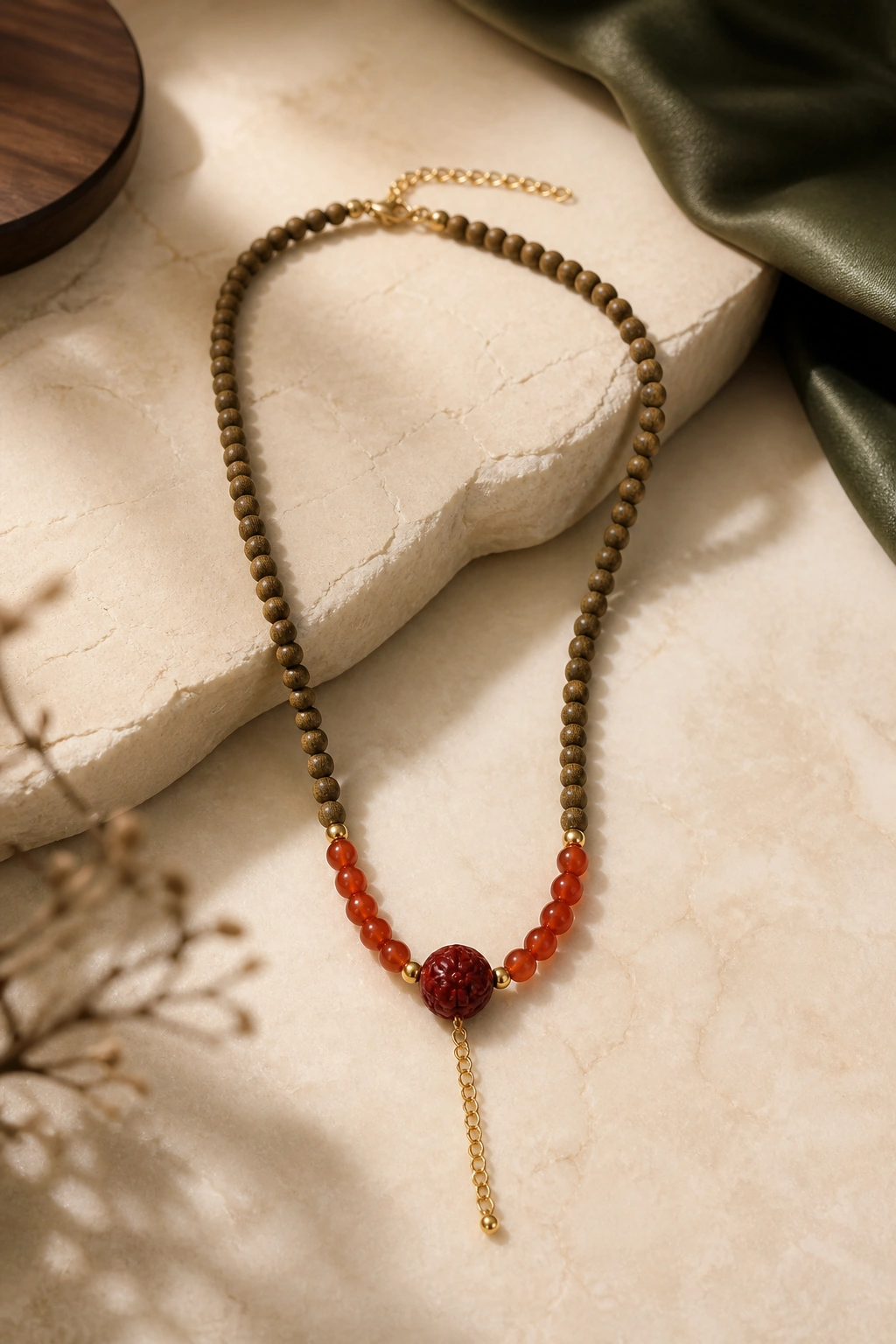 108-Bead Green Agarwood Mala Necklace, 6mm - image 4