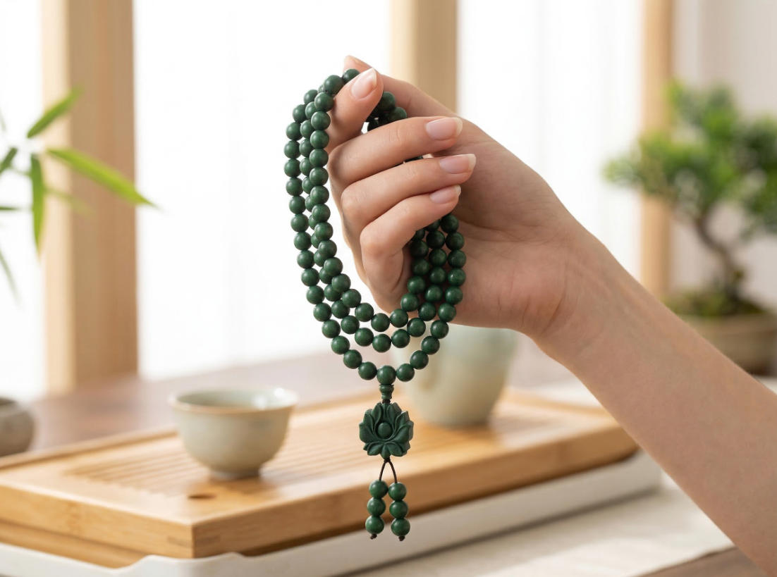 108 Beads Mala Bracelet Sandalwood 8mm Meditation Prayer Beads Healing Yoga Mindfulness Spiritual Jewelry Lotus Pendant