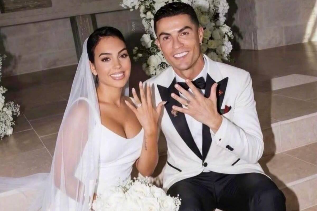 AI wedding visualization of Cristiano Ronaldo and Georgina Rodríguez, shared by Piers Morgan and reproduced by Sohu Sports.