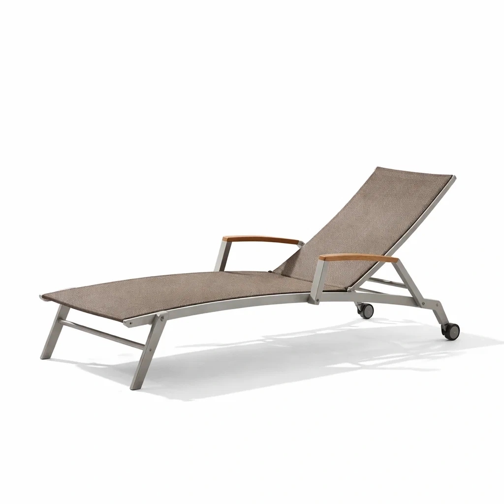 Chaise longue réglable en aluminium et polyester taupe-PLUSHSEATS