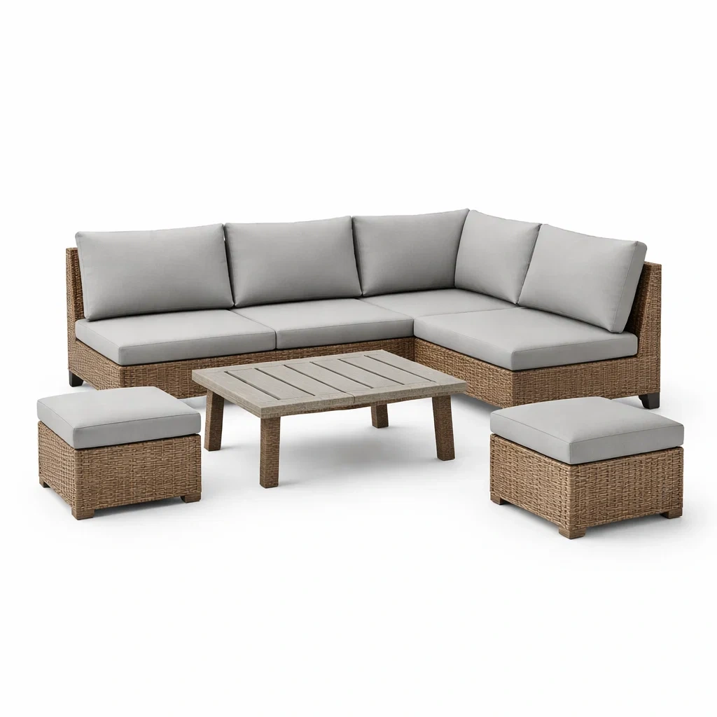 Ensemble de canapés de salon de jardin en résine tressée avec coussins en polyester 4 pièces-PLUSHSEATS