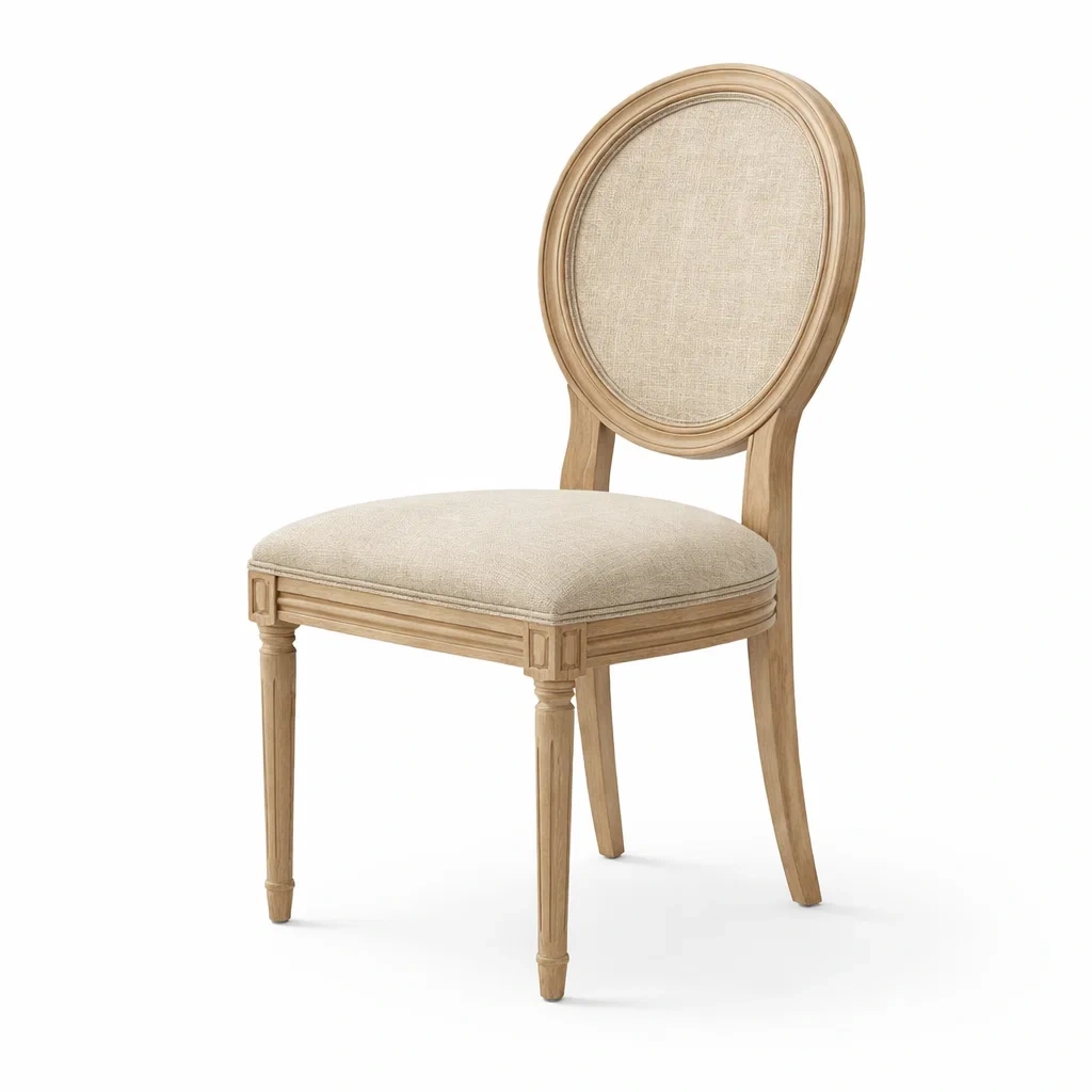 Chaise à manger en chêne et lin beige-PLUSHSEATS