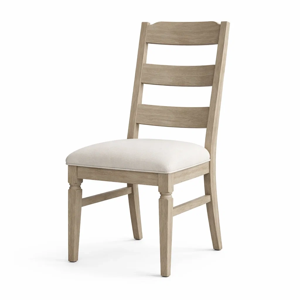 Chaise à manger en bois de chêne avec assise en polyester crème-PLUSHSEATS