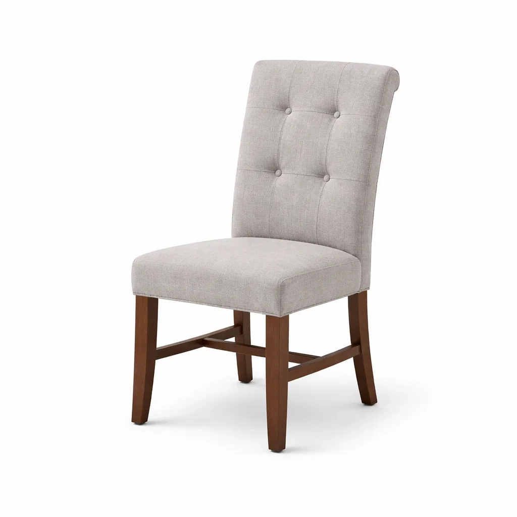 Chaise à manger en bois et tissu gris-PLUSHSEATS