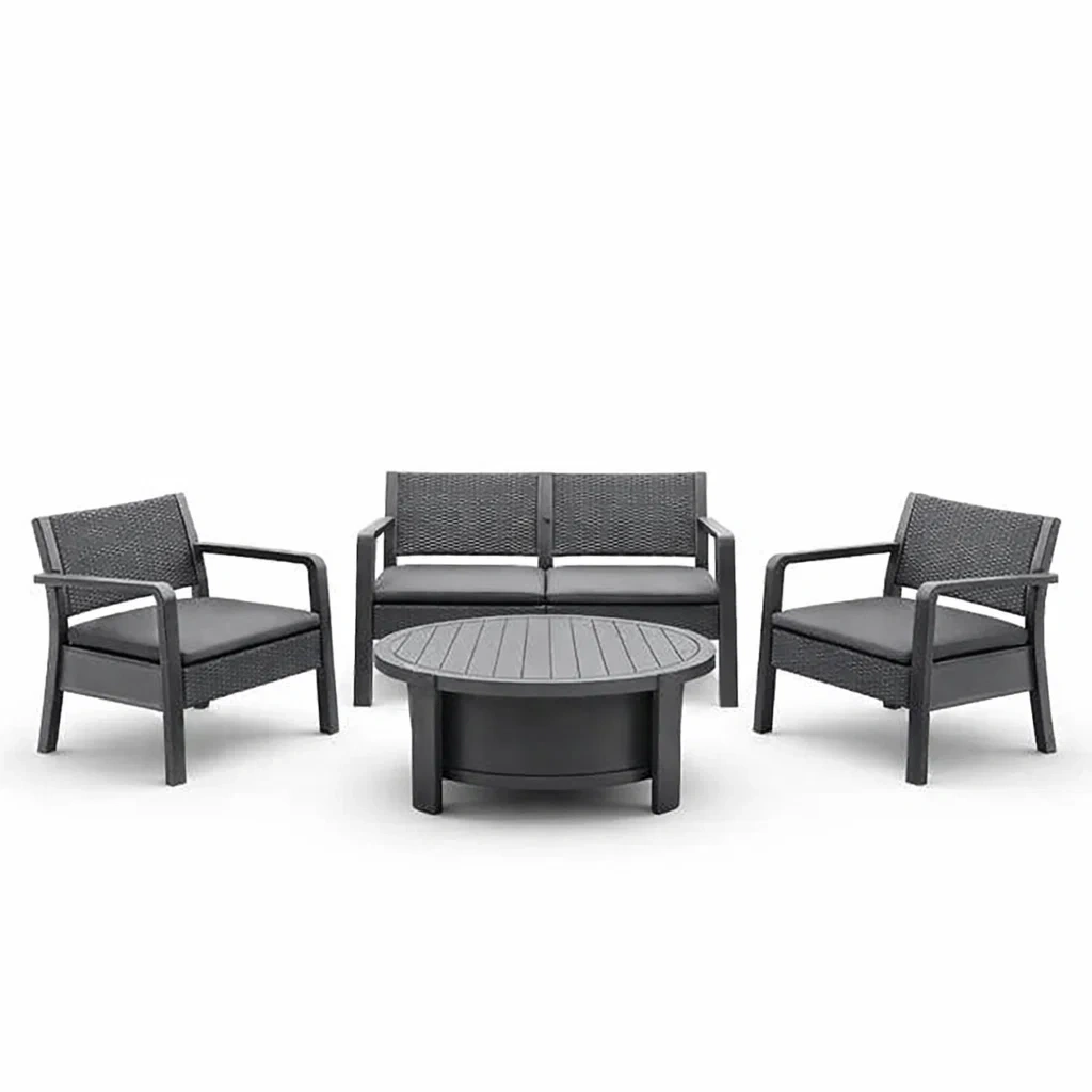 Ensemble de conversation en résine gris-PURECUSHIONHOME