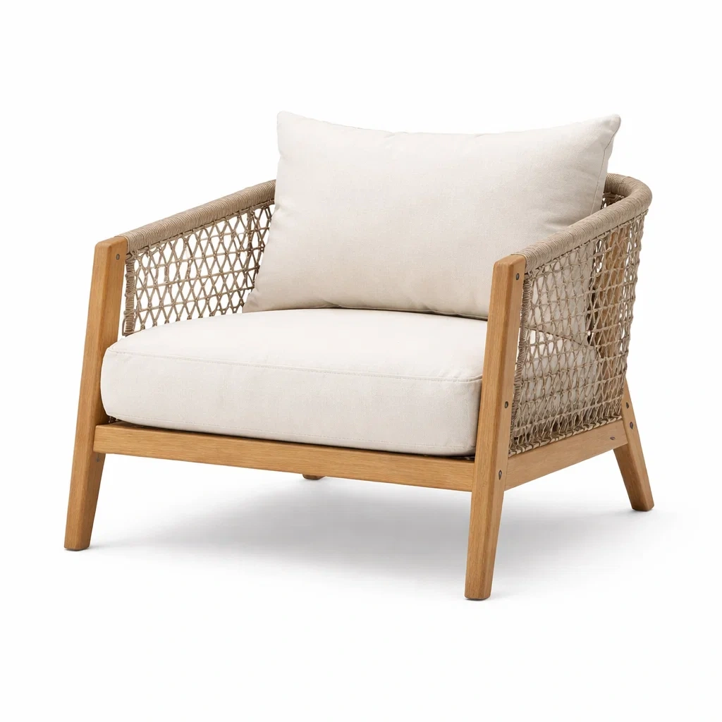 Fauteuil de détente d’extérieur en bois avec coussins beige 75 x 80 x 68 cm-PURECUSHIONHOME