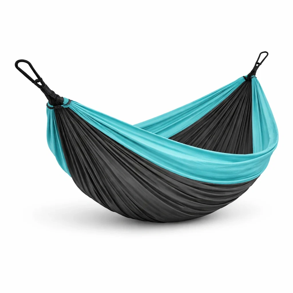 Hamac en nylon noir et bleu-PURECUSHIONHOME