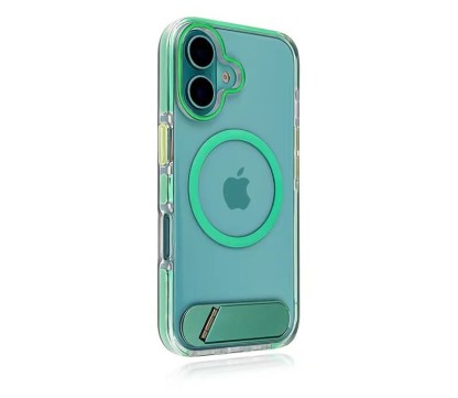 Clear magnetic ring iPhone case with green bumper, lightweight everyday protection