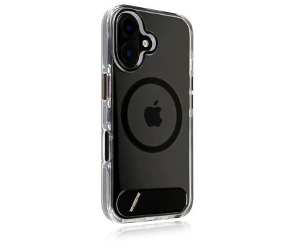 Clear magnetic ring iPhone case with black bumper, sleek minimalist protection