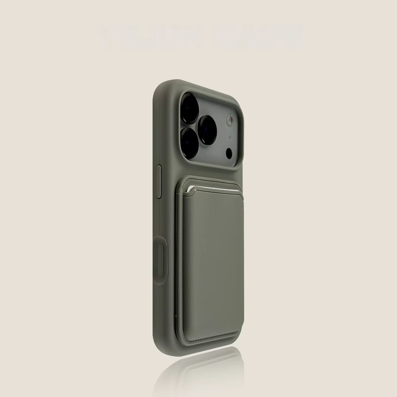 Slim iPhone case with card holder gray minimalist wallet protective cover