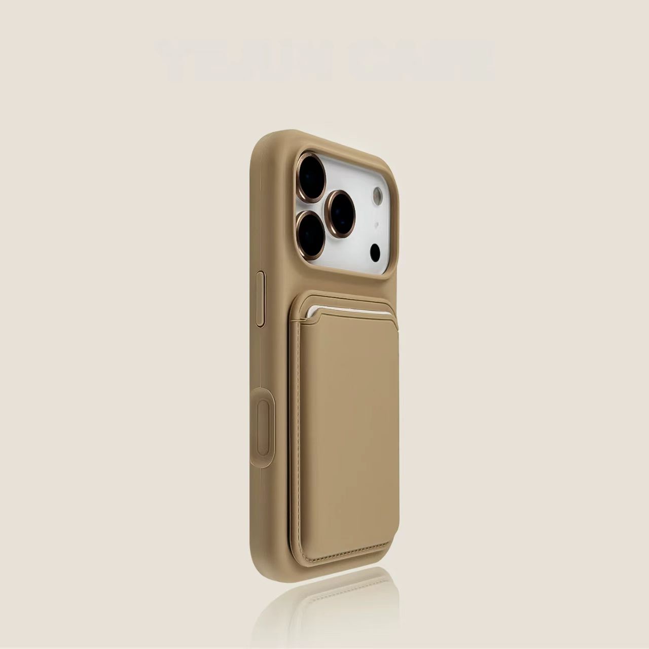 Slim iPhone case with card holder gold minimalist wallet protective cover