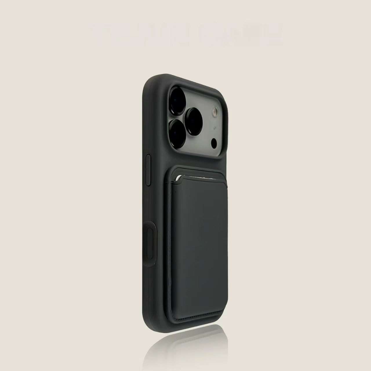 Slim iPhone case with card holder black minimalist wallet protective cover