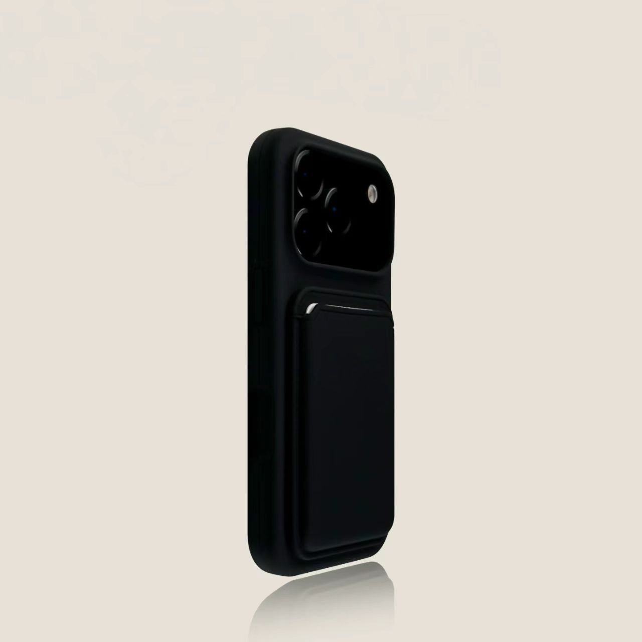 Slim iPhone case with card holder black minimalist wallet protective cover