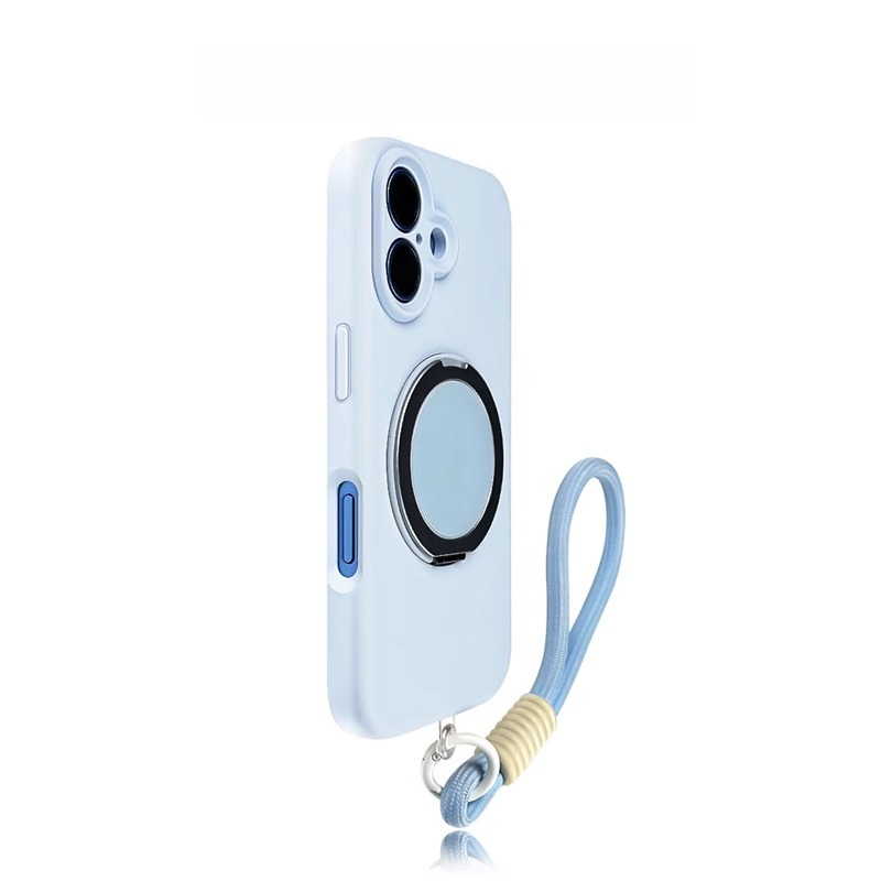 Phone case light blue iPhone liquid silicone fine hole all inclusive new personalized design