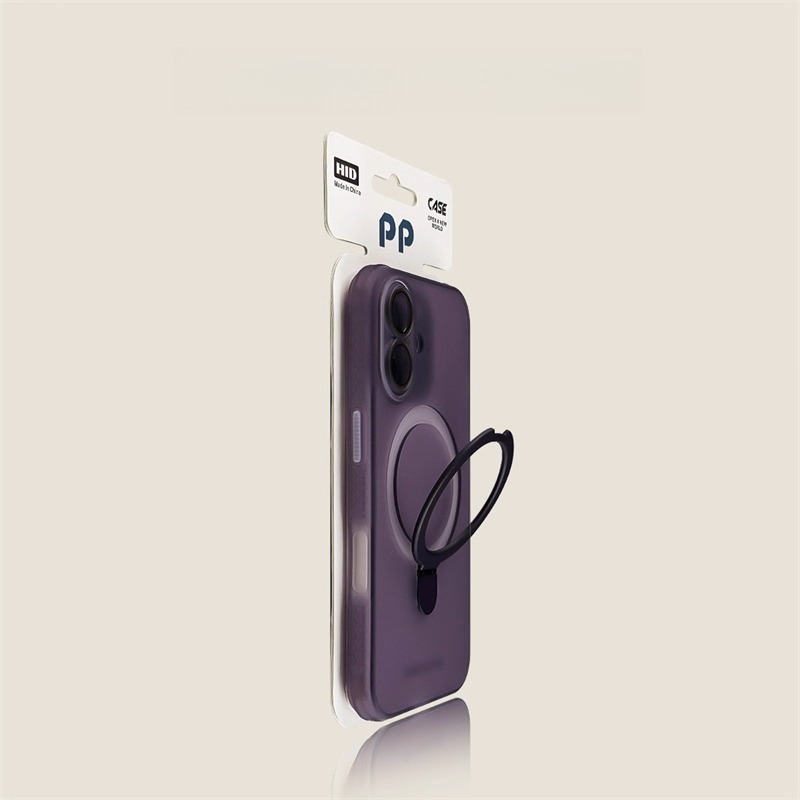 iPhone case, dark purple magnetic stand, frosted premium feel, drop-proof.