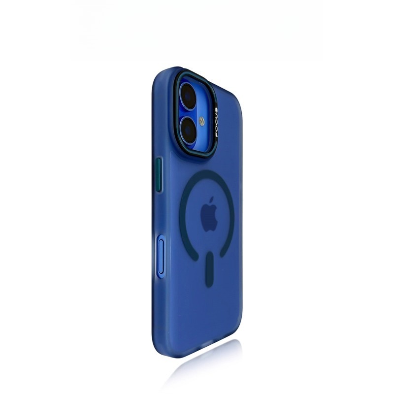 Blue [iPhone Model] translucent magnetic ring case, minimalist protective cover, wireless-charging friendly design