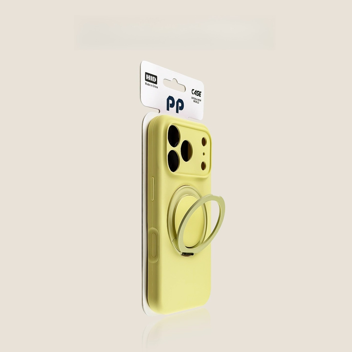 Bright yellow MagSafe-compatible iPhone case with heart grip, slim protective cove