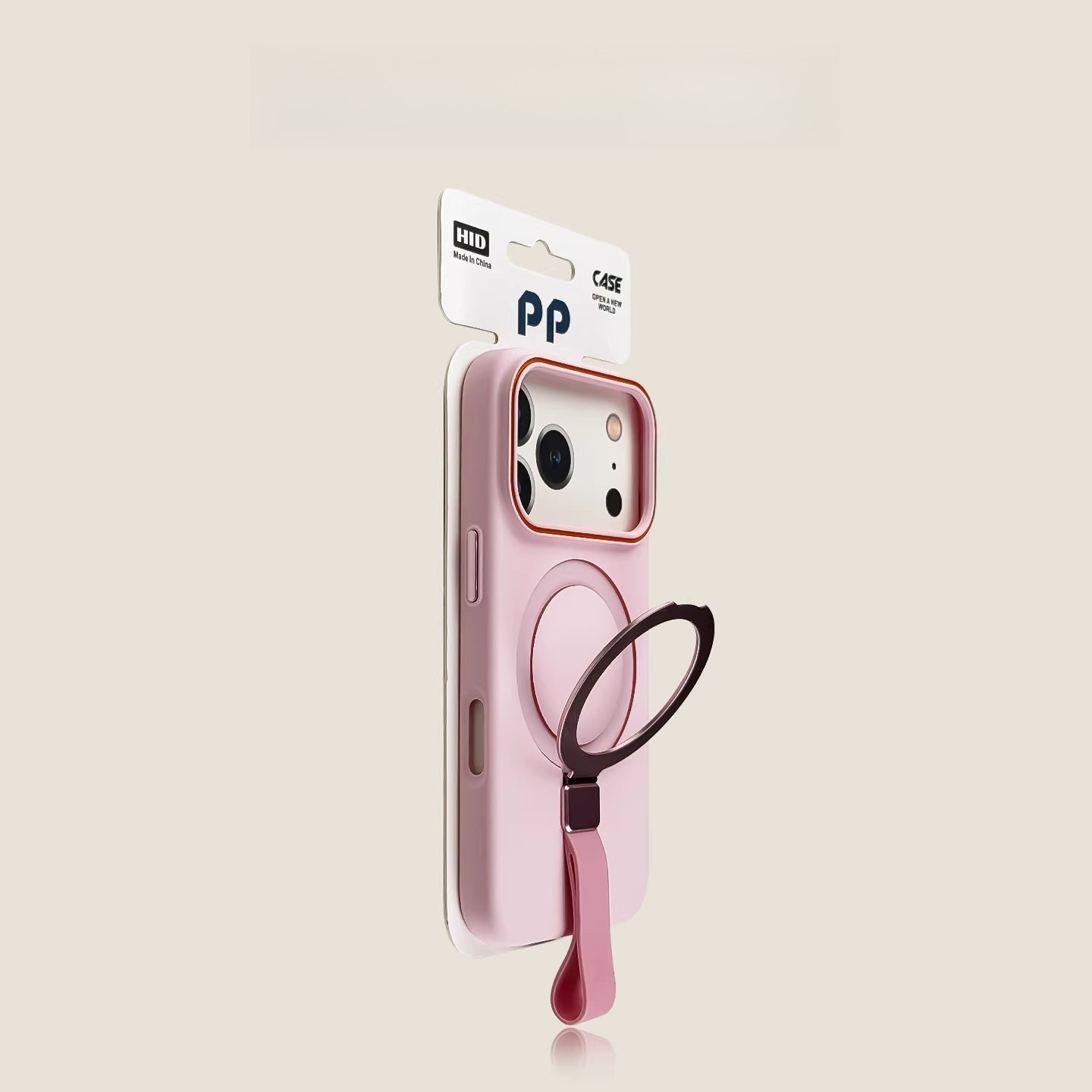 IPhone case pink lanyard holder, skin sensitive magnetic suction anti drop, internet famous, simple large hole-Velvertcase