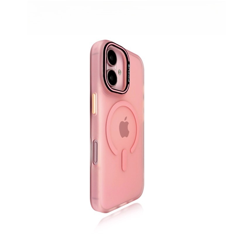Pink [iPhone Model] translucent magnetic ring case, slim protective cover with raised camera guard