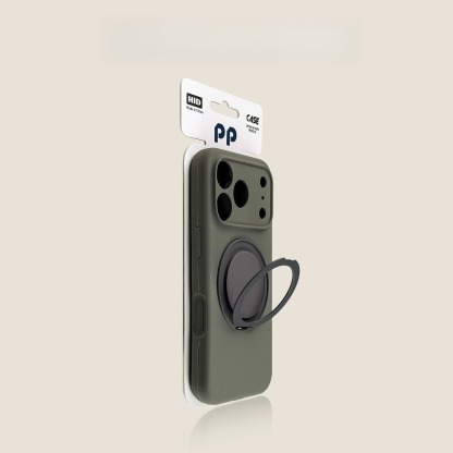 Dark gray MagSafe-compatible iPhone case with heart grip, slim protective cover
