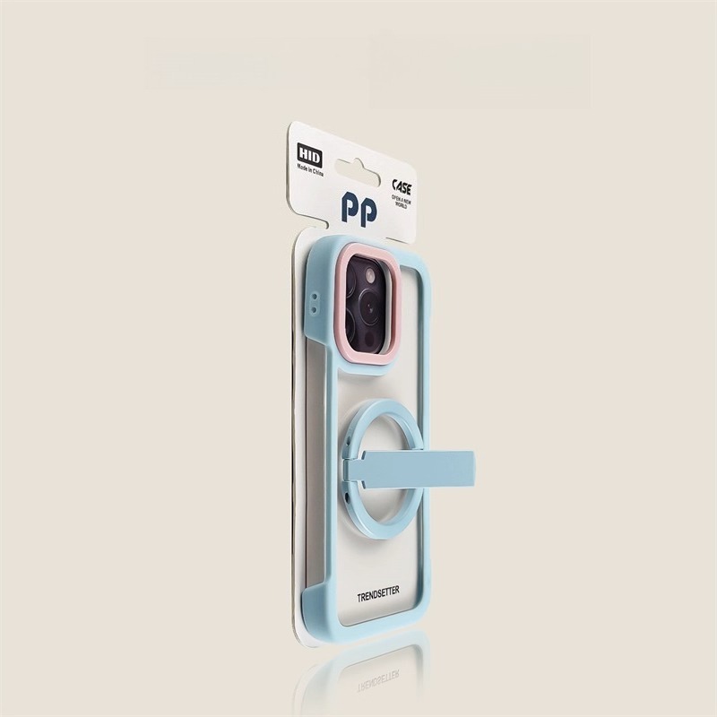 Mobile phone case light blue folding stand iPhone borderless high-end feeling couple internet celebrity-Velvertcase