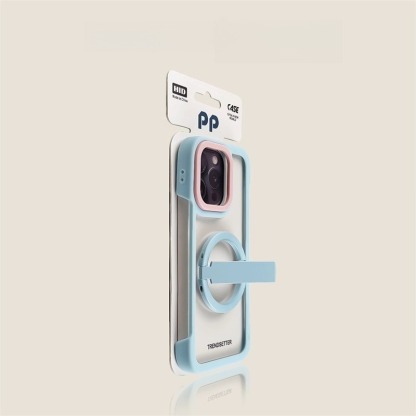 Mobile phone case light blue folding stand iPhone borderless high-end feeling couple internet celebrity-Velvertcase
