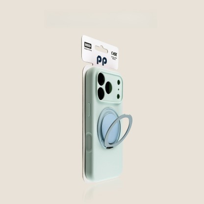 Cyan MagSafe-compatible iPhone case with heart grip, slim protective cover