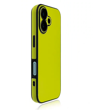 Neon green slim iPhone case with contrast bumper, bold solid-color protective phone cover